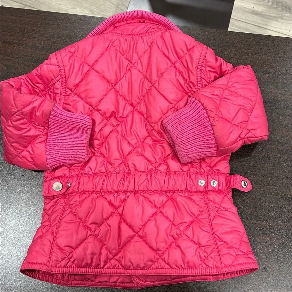 Ralph Lauren Quilted Jacket Pink Knit Collar Snap Front 3T